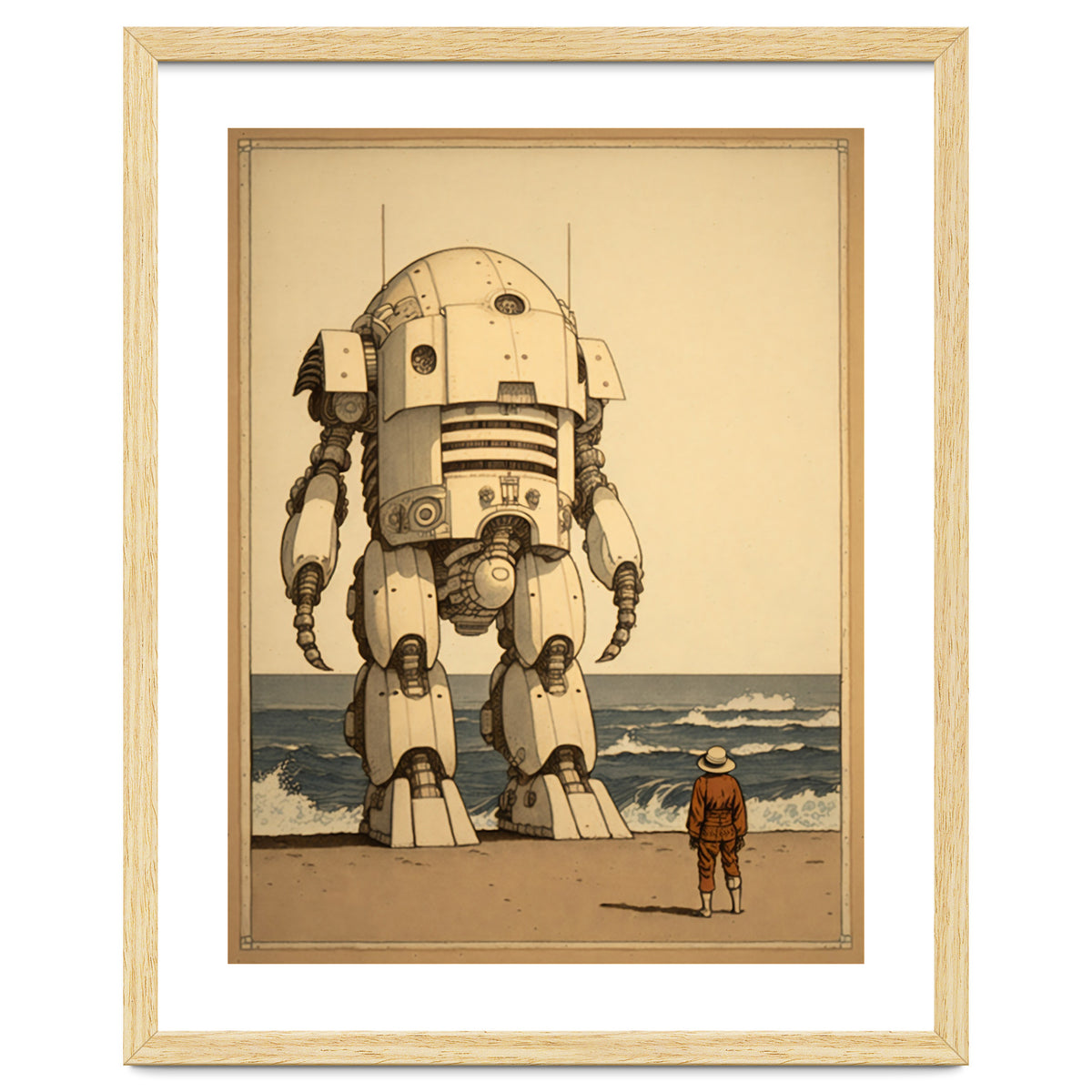 Giant Robot Japanese Woodblock Print