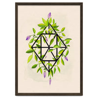 Geometric frame with leaves and flowers