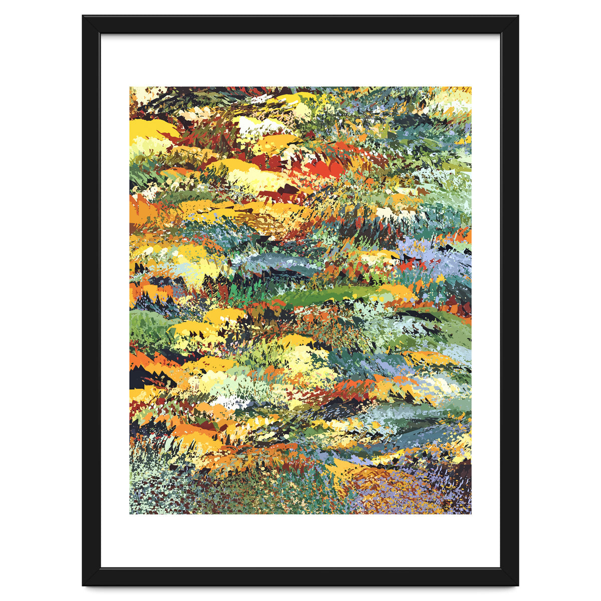 Autumn Forest, Nature Jungle Painting, Botanical Plants Abstract Illustration, Contemporary Modern Boho