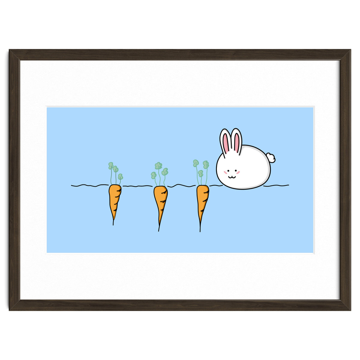 Kawaii Cute Rabbit With Carrots