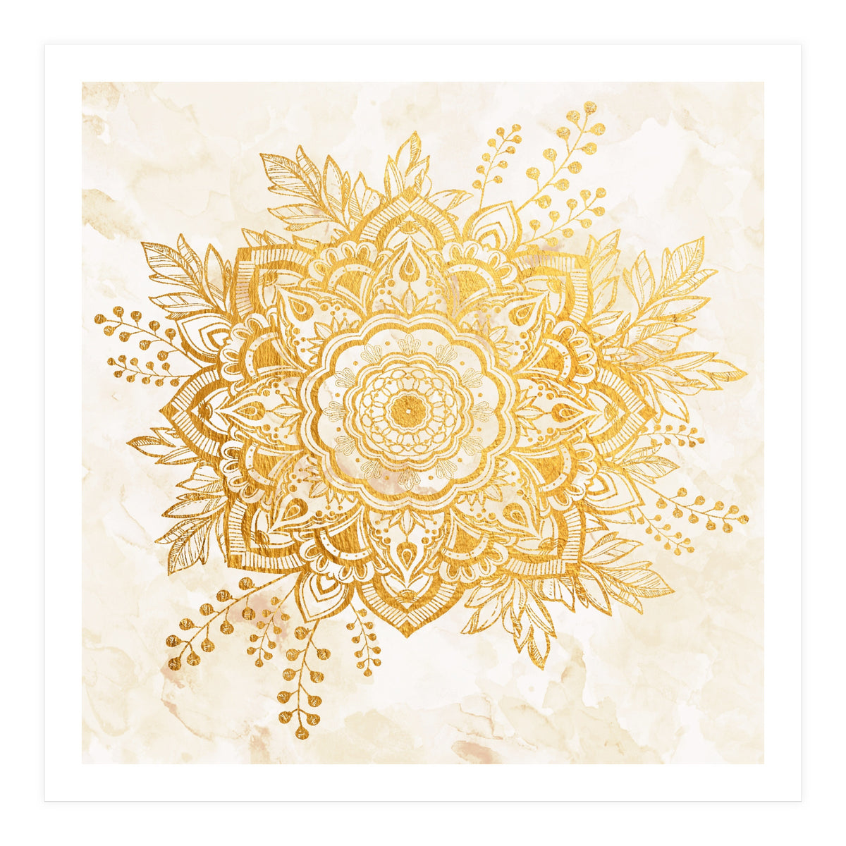 Queen Starring of Mandala-Gold Sunflower II (Print Only)