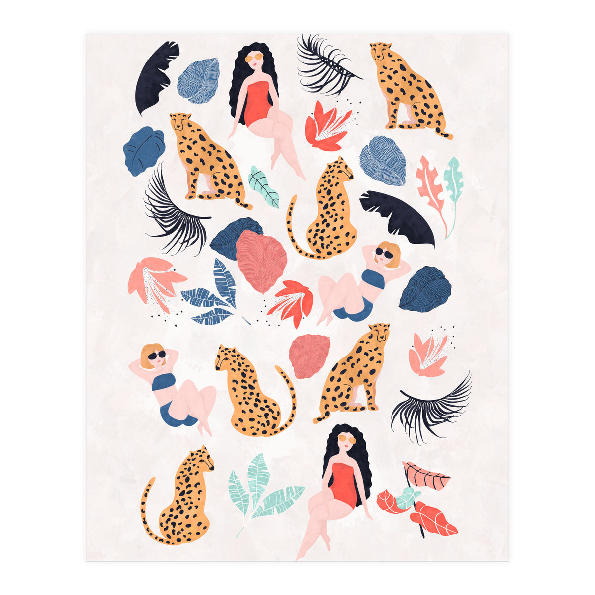 Tropical Girls And Cheetah (Print Only)