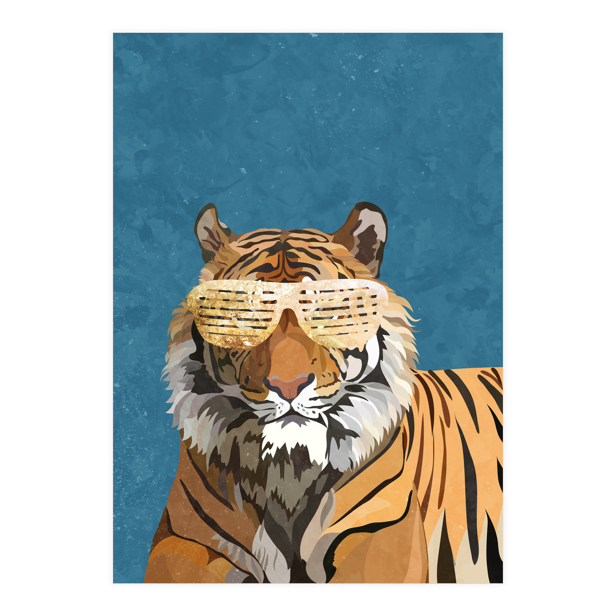 Hip Hop Tiger Blue and Gold (Print Only)