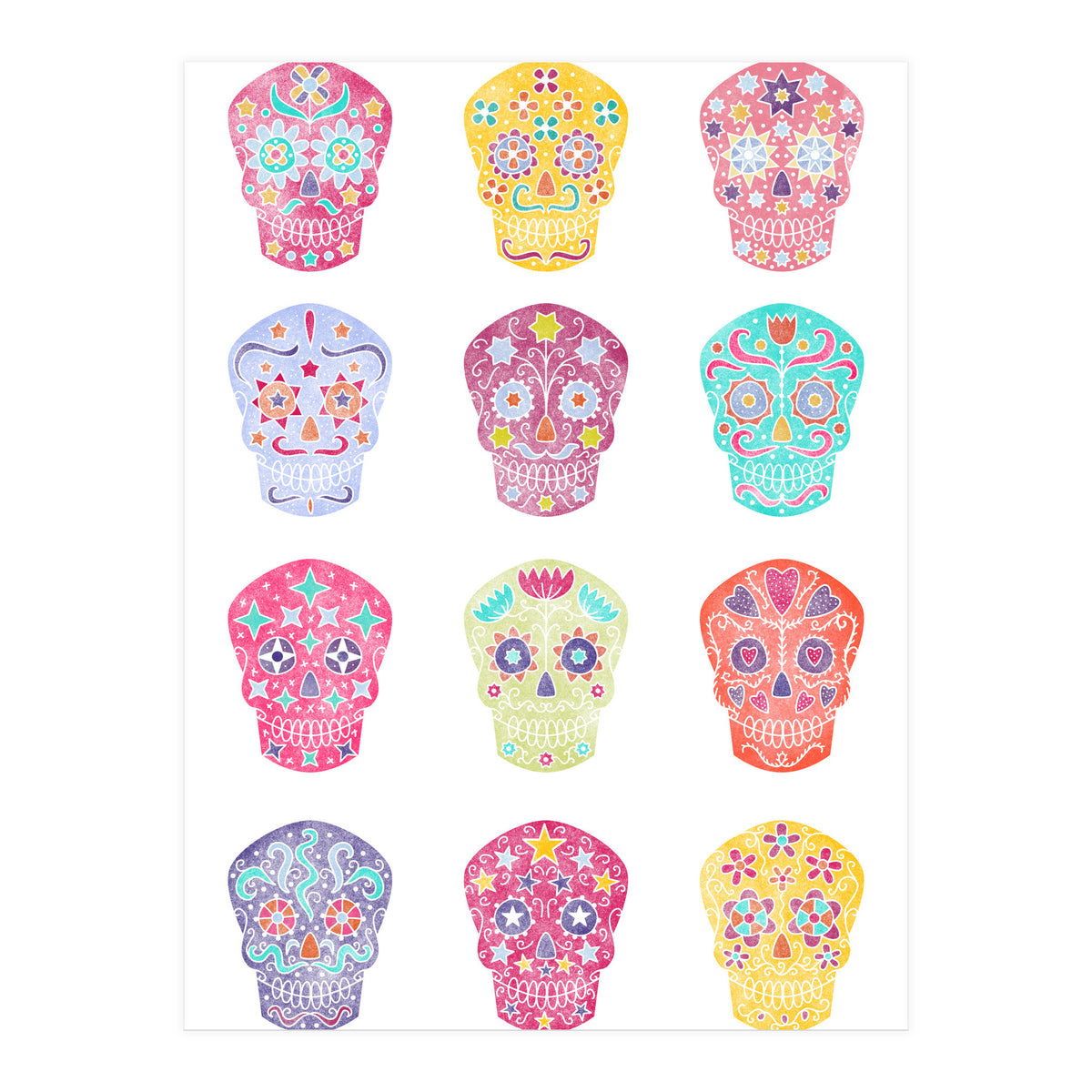 Watercolour Sugar Skulls (Print Only)
