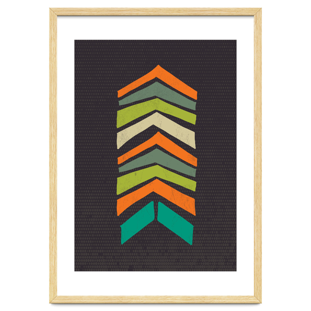 Retro Chevron Print Orange Teal Variation
