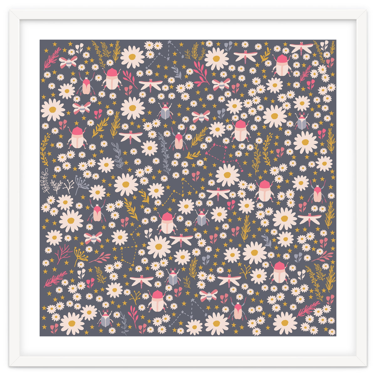 Cute bugs on a meadow