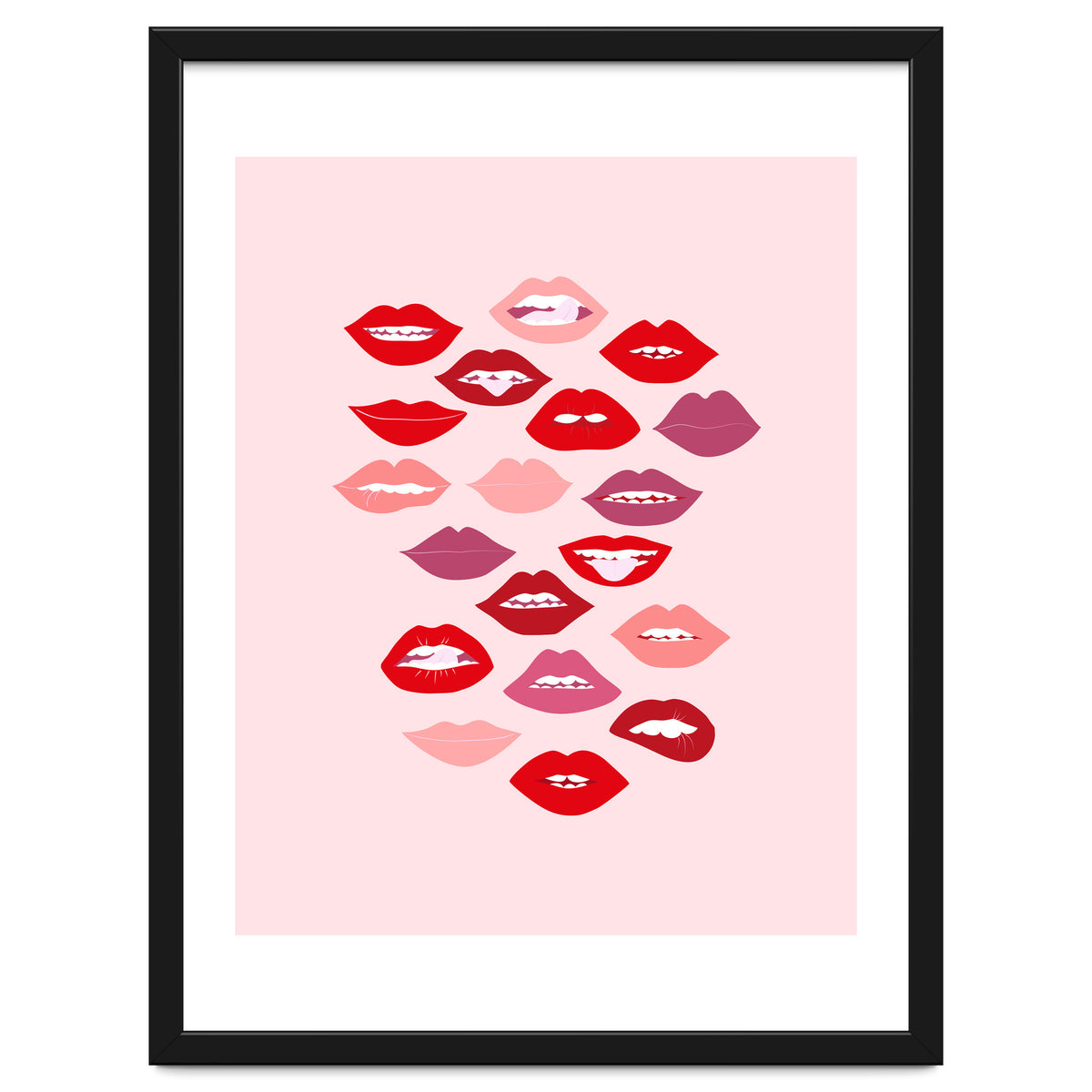 Lips Red with Pink Background