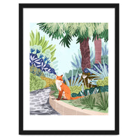 Fox in The Garden | Animals Wildlife Botanical Nature Painting | Boho Colorful Jungle Illustration