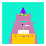 Birthday Lilac Cat  (Print Only) thumbnail