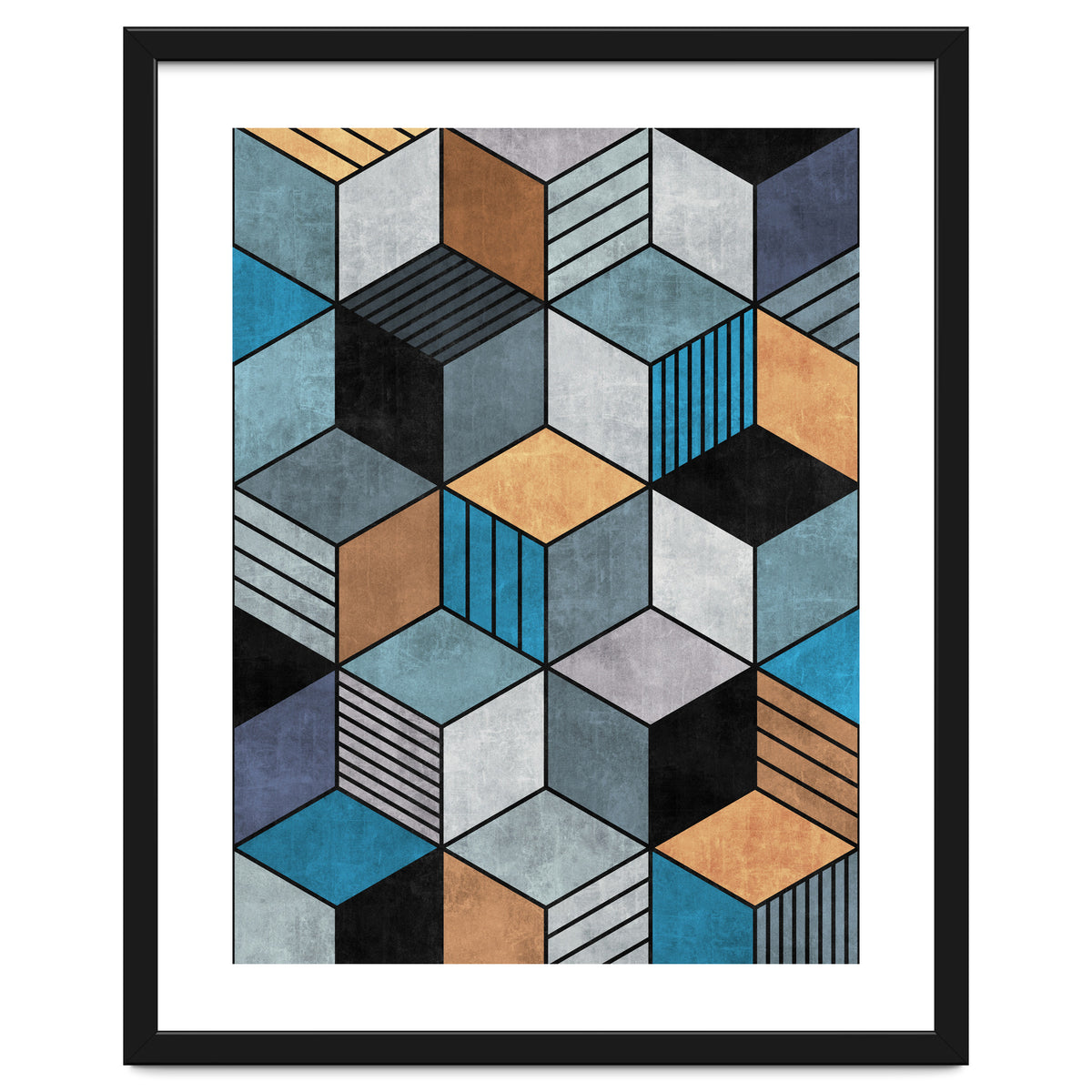 Colorful Concrete Cubes 2 - Blue, Grey, Brown
