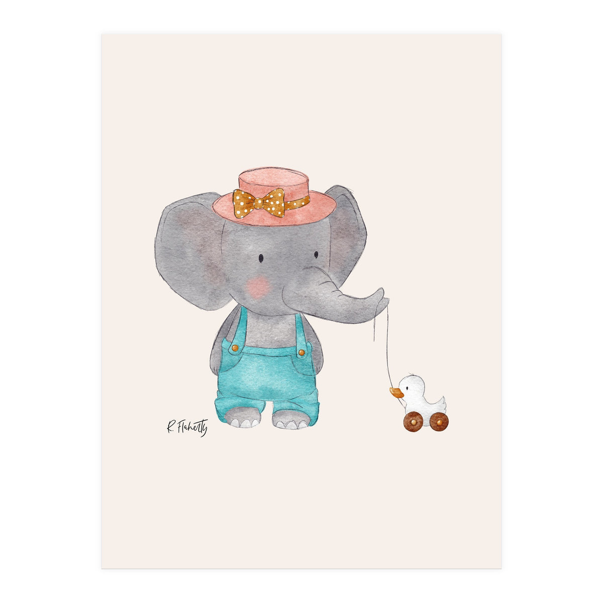 Baby Elephant And Duck (Print Only)