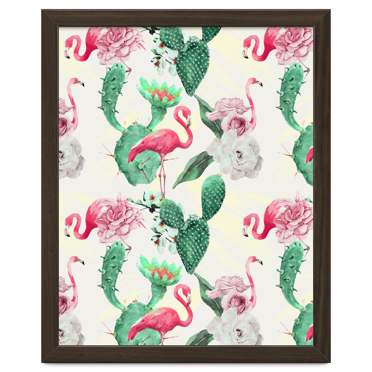 Flamingos, geometric and flowers