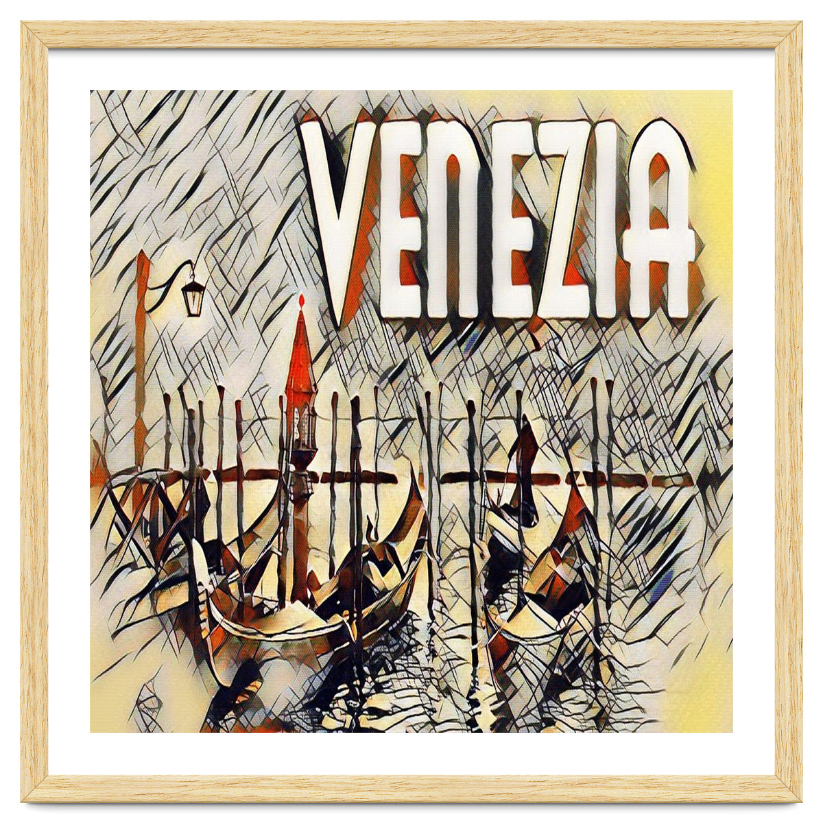 Venezia Vintage Art Gondolas sketch