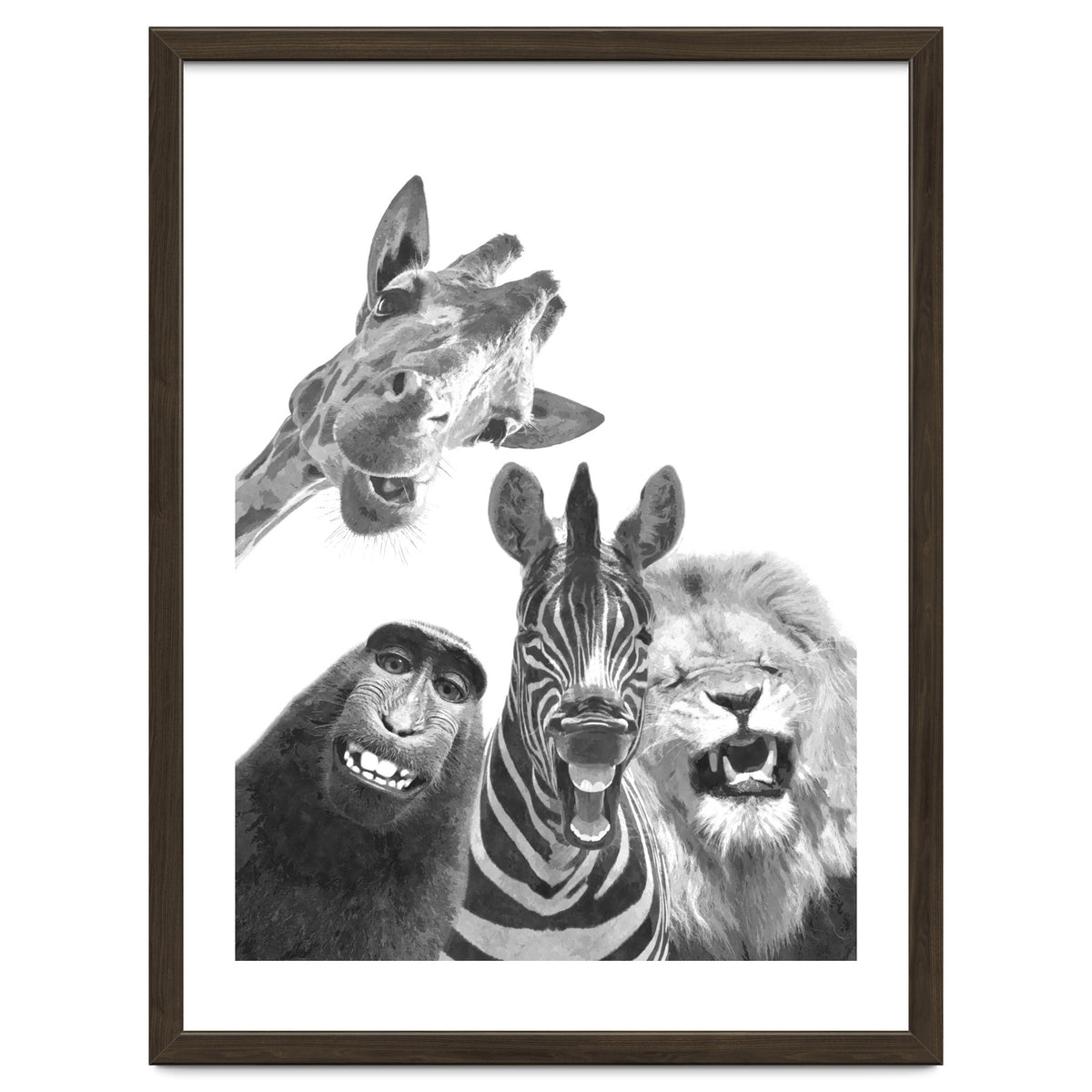 Black and White Jungle Animal Friends