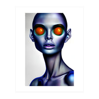 Strange Alien Woman Portrait Face AI Art (Print Only)
