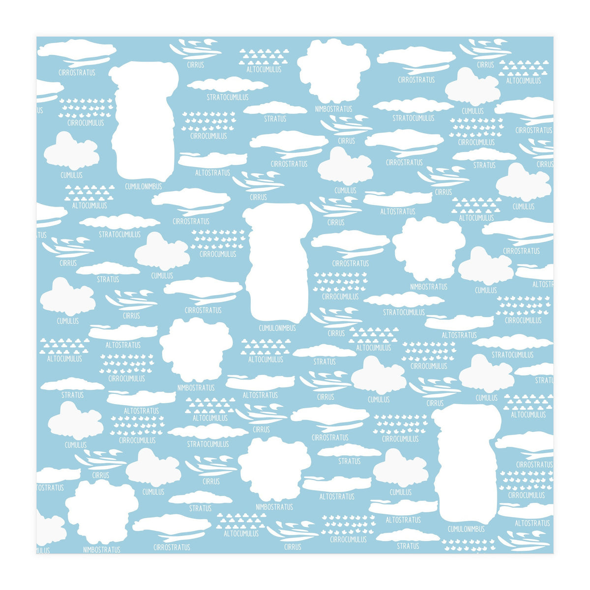 Clouds landscape on blue background (Print Only)