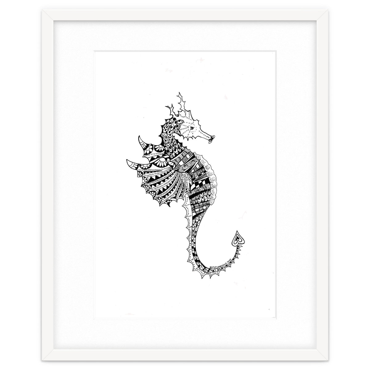 Seahorse Dragon Zen Doodle