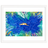 Tropical Jungle Pool | Forest Pop of Color Botanical | Travel Wild Plants Eclectic Watercolor Swim thumbnail