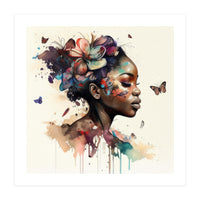 Watercolor Butterfly African Woman #11 (Print Only)