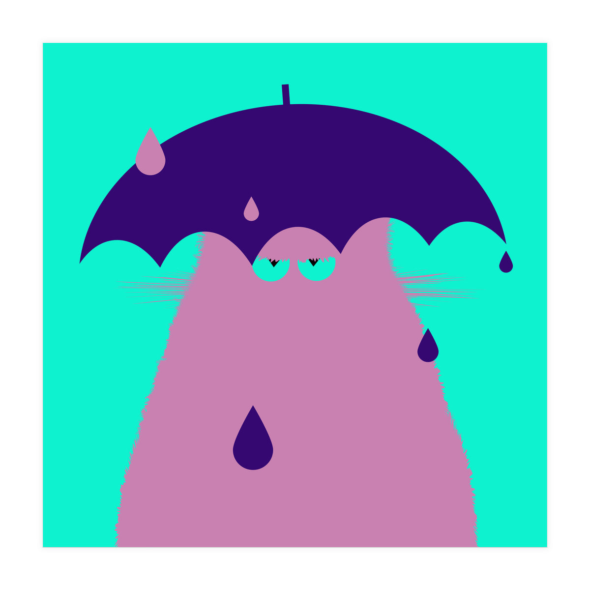 Lilac Cat With Umbrella  (Print Only)