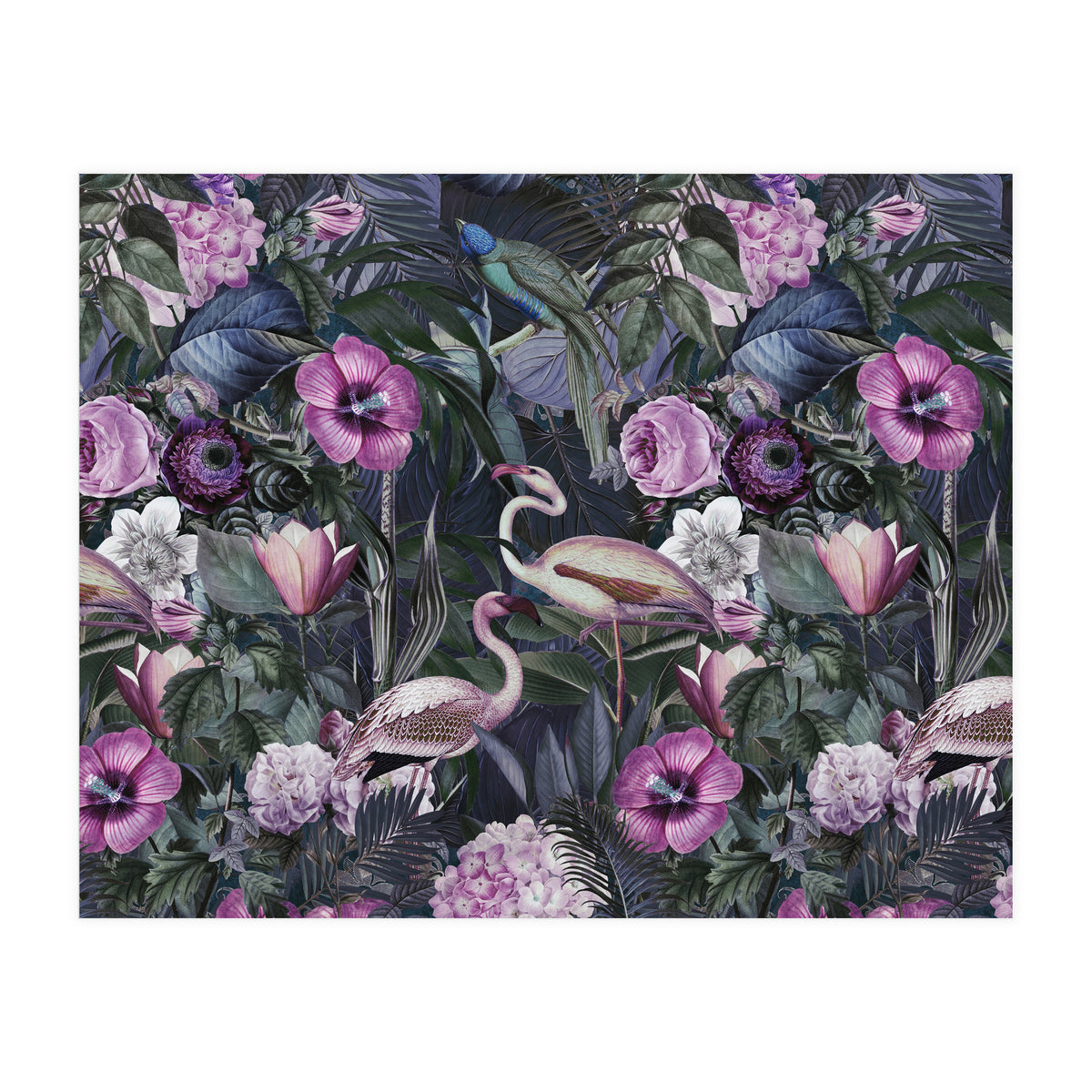 Flamingos Dark Jungle 2 (Print Only)
