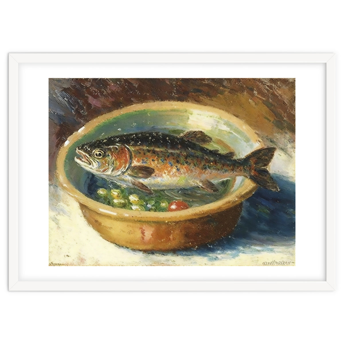 Trout in a Bowl Oil Painting