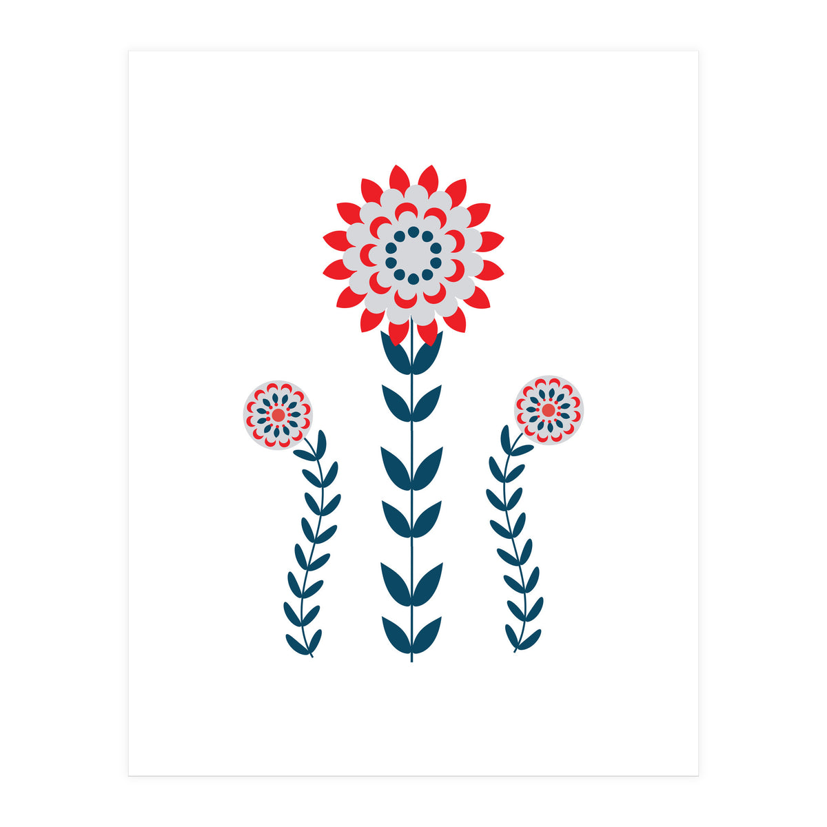 Scandi Folk Flowers  (Print Only)