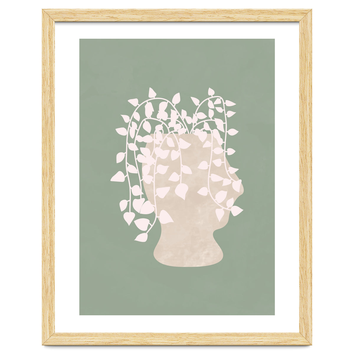 Abstract Potted Figure Sage Green