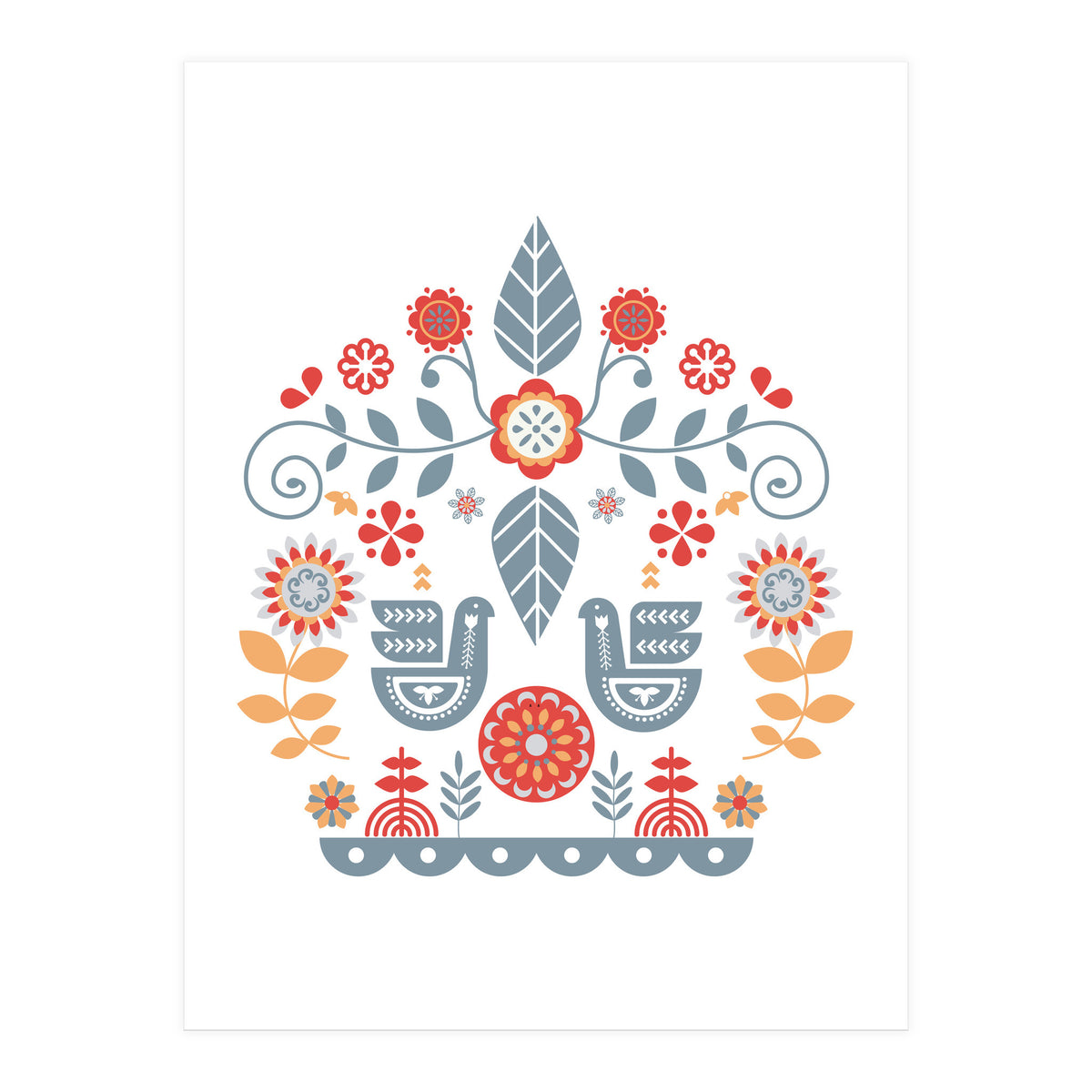Scandinavian Folk Art Pattern (Print Only)