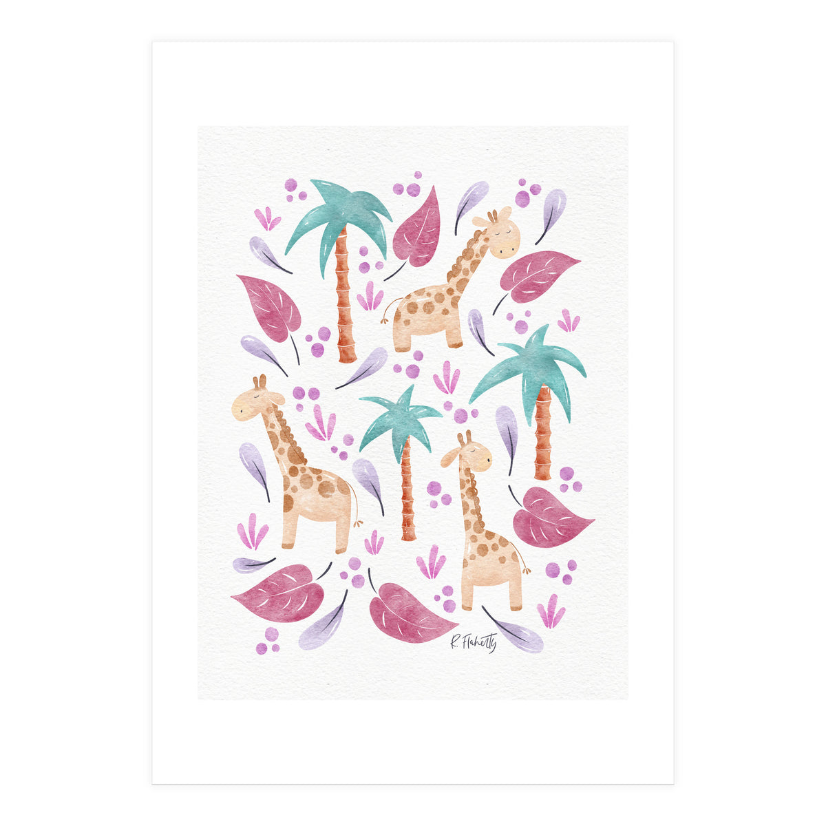 Jungle Giraffes | Pink (Print Only)