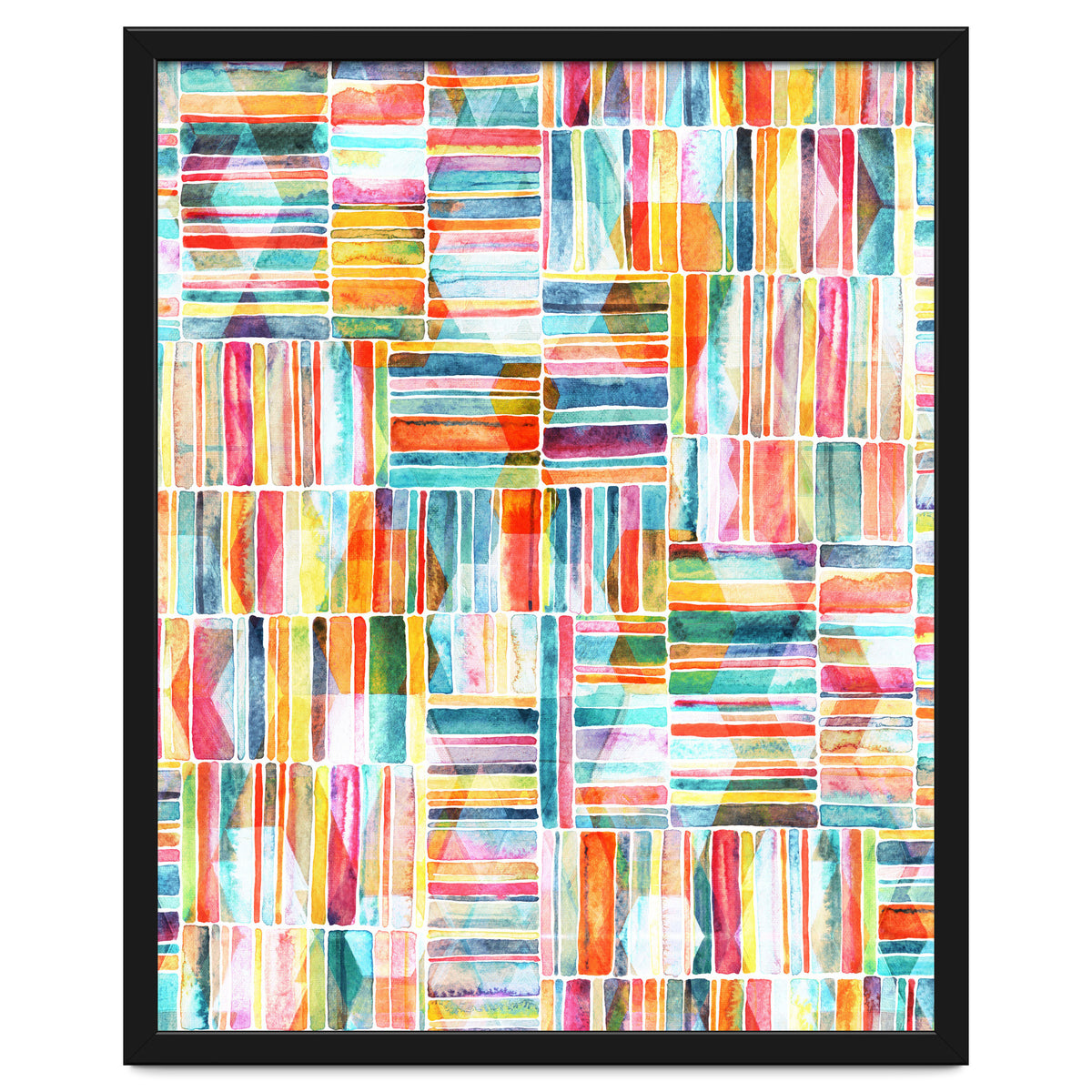 Summer Pastel Geometric and Striped Abstract on white