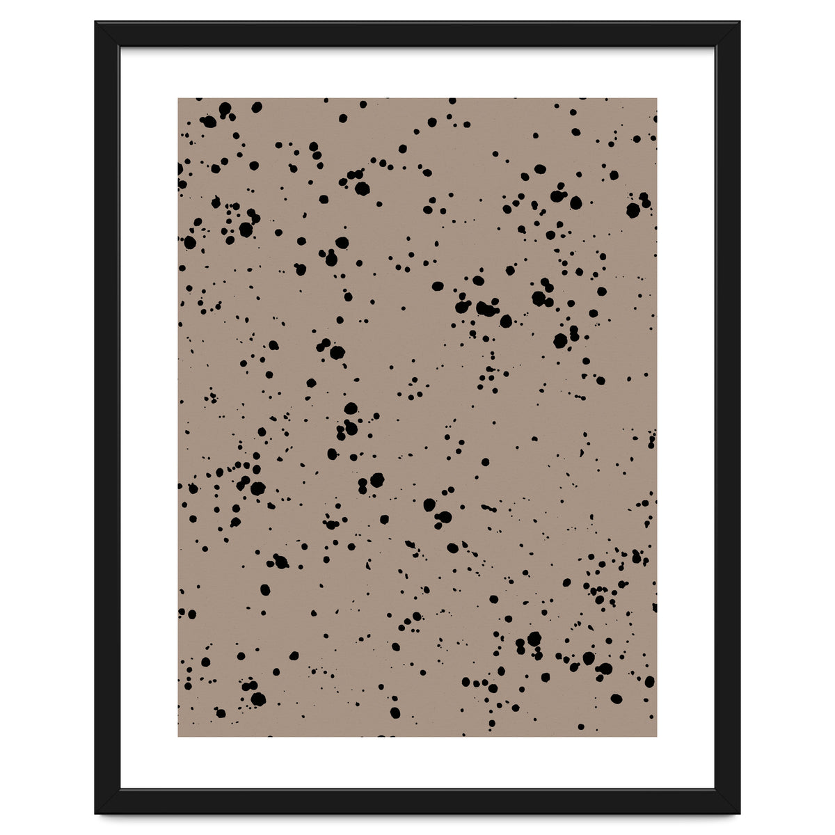Black Paint Splatter on Dark Beige Background