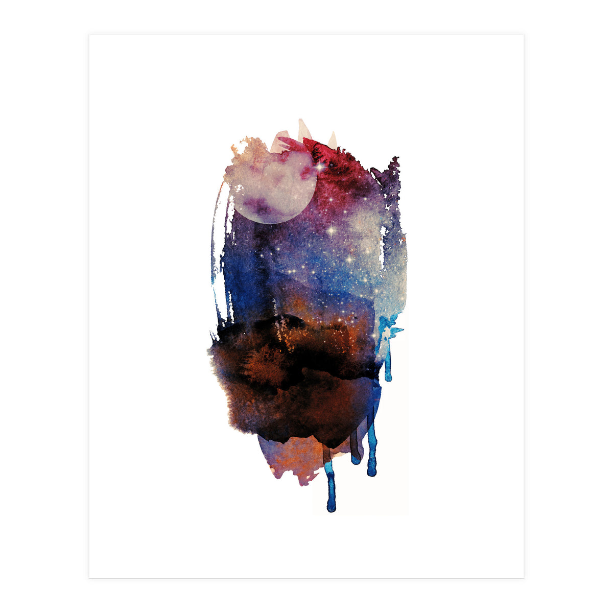 Abstract watercolour red moon (Print Only)