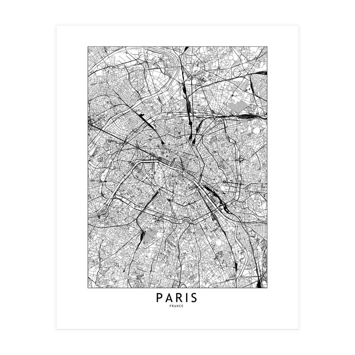 Paris White Map (Print Only)
