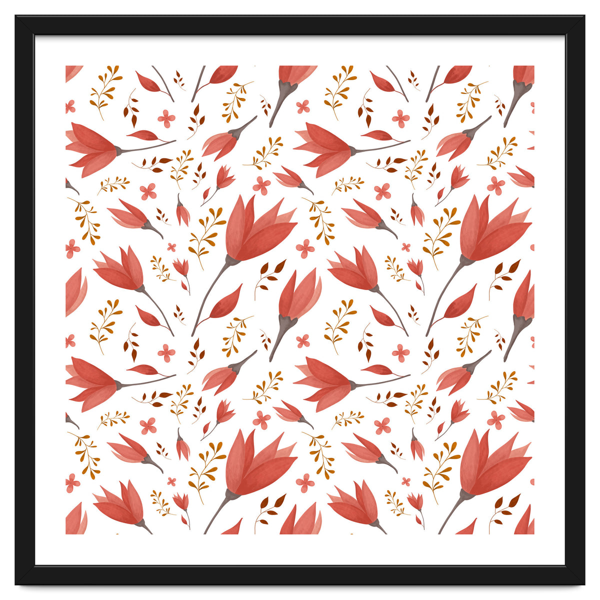 Delicate Autumn Floral Gouache Pattern Collection I