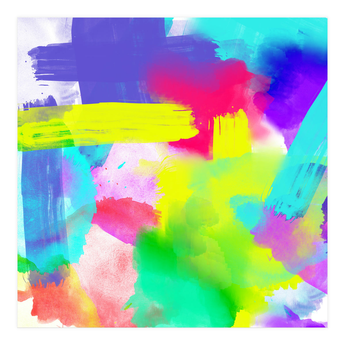 Abstract Stripes Neon Artistic Watercolor Pattern (Print Only)