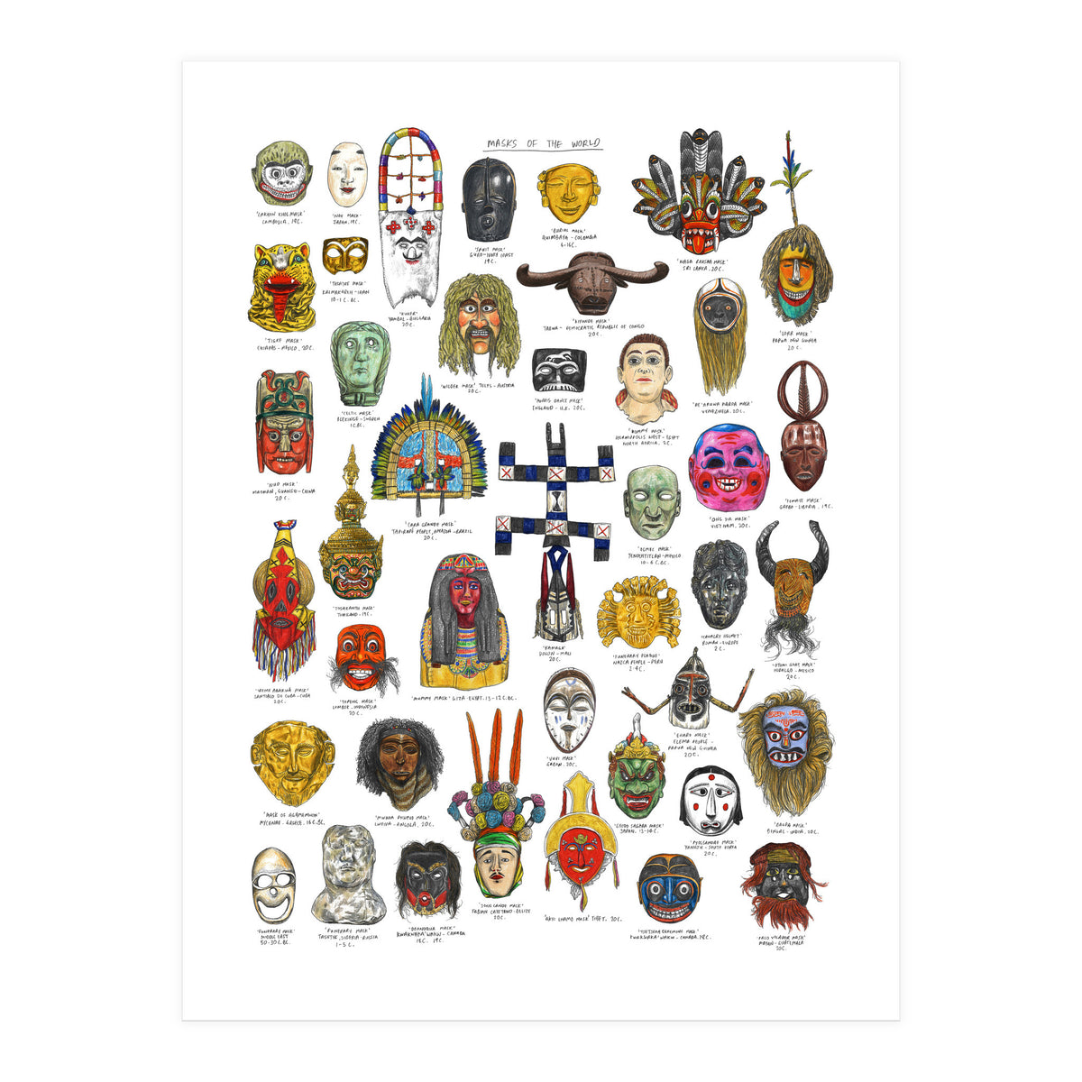 Masks Of The World (Print Only)