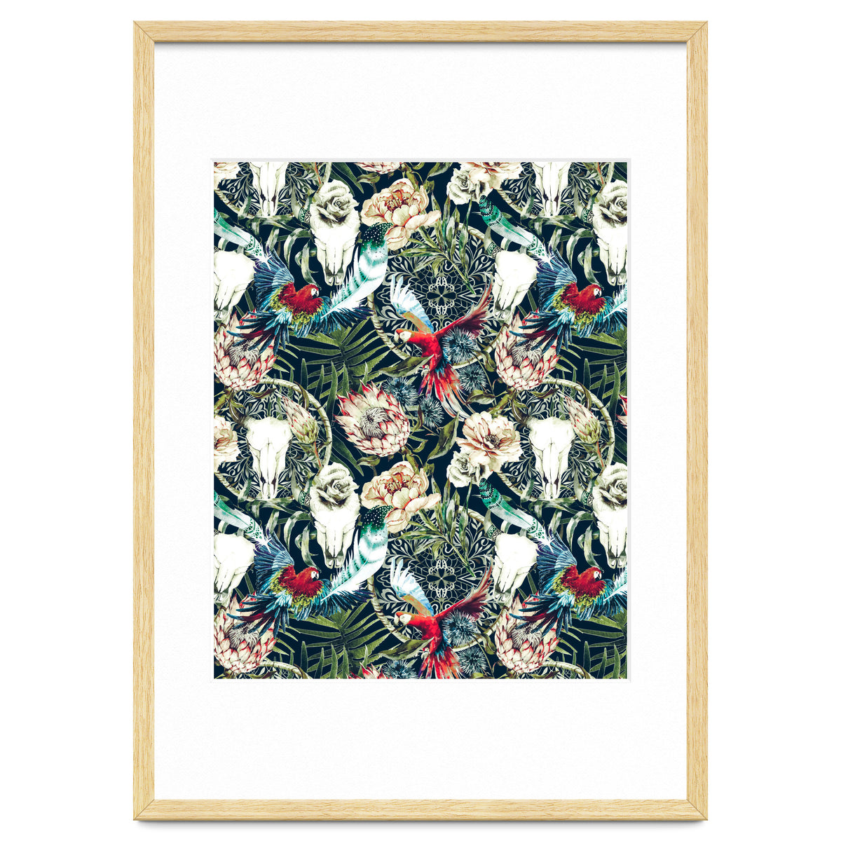 Dark pattern boho skull tropical