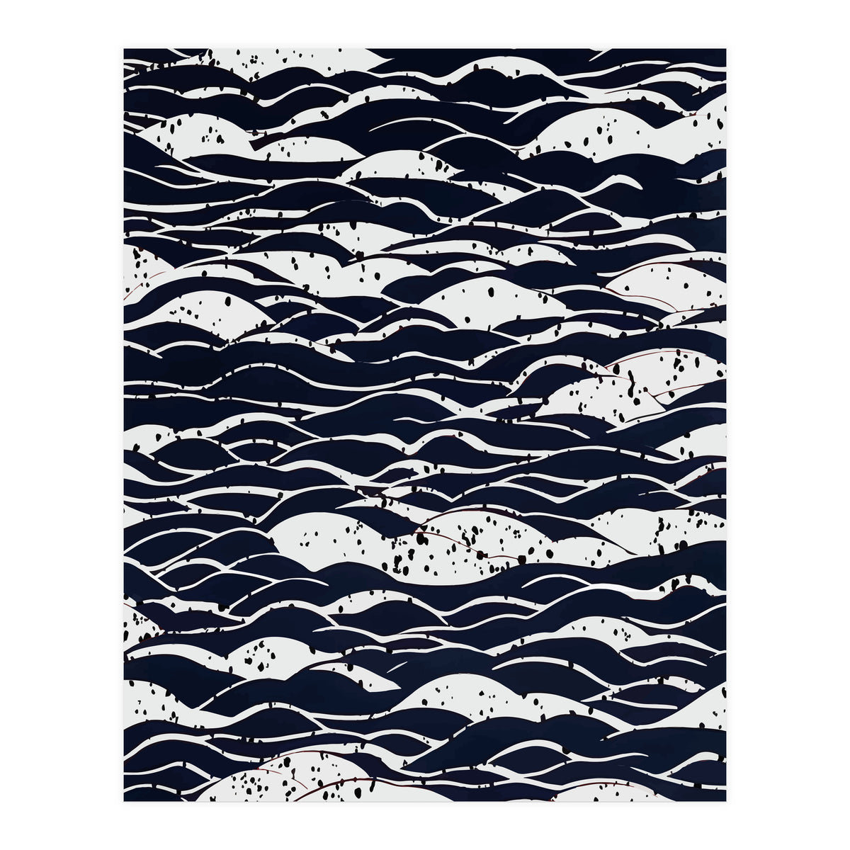 Rain, Abstract Storm Black & White, Monochromatic Line Art Sketch, Simple Eclectic Painting (Print Only)