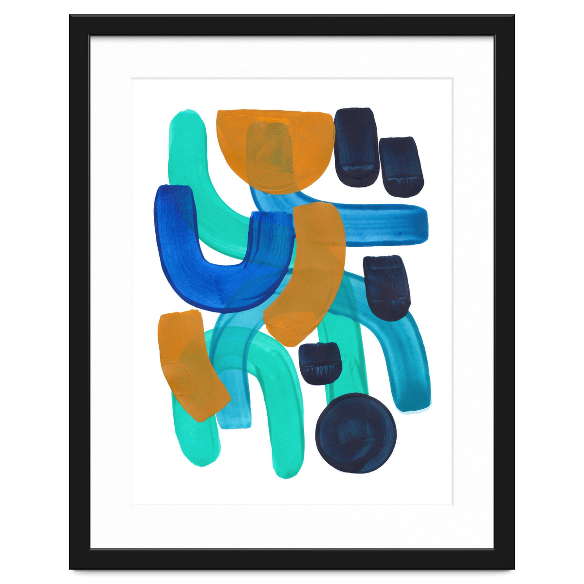 Fun Colorful Blue Turquoise Shape Yellow Accent