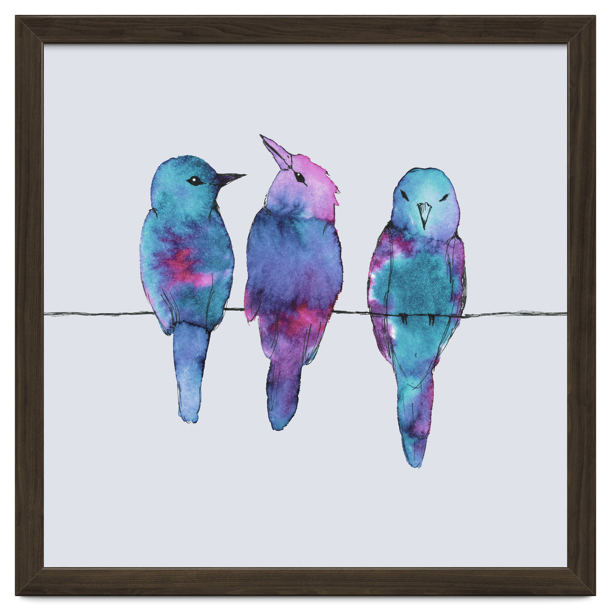 Three birds on a wire