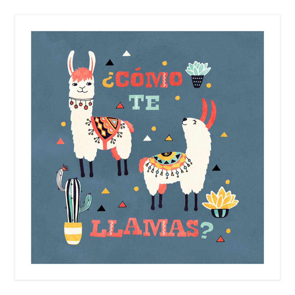 Llama With Cactus Como Te Llamas Spanish Saying 1 (Print Only)