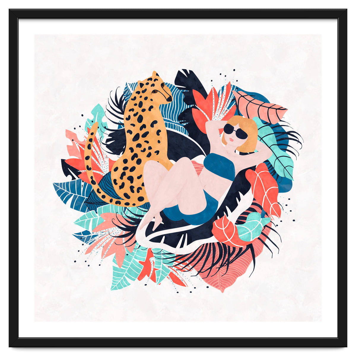 Yellow Hair Tropical Girl With Cheetah