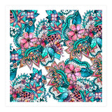 Boho turquoise pink floral watercolor illustration (Print Only) thumbnail