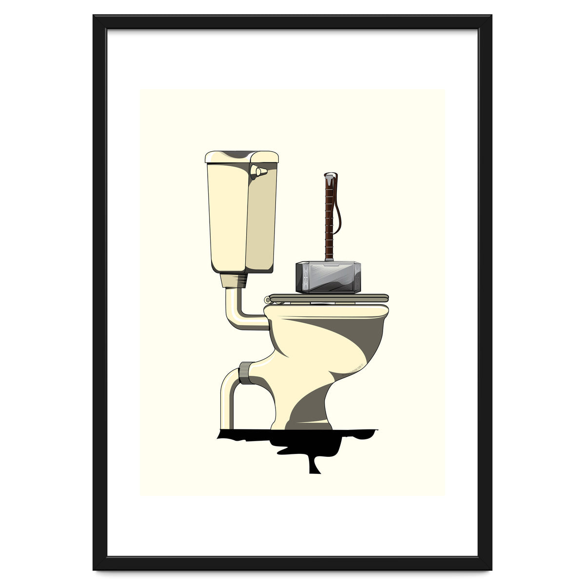Thor's Hammer Mjolnir on the Toilet, funny bathroom humour