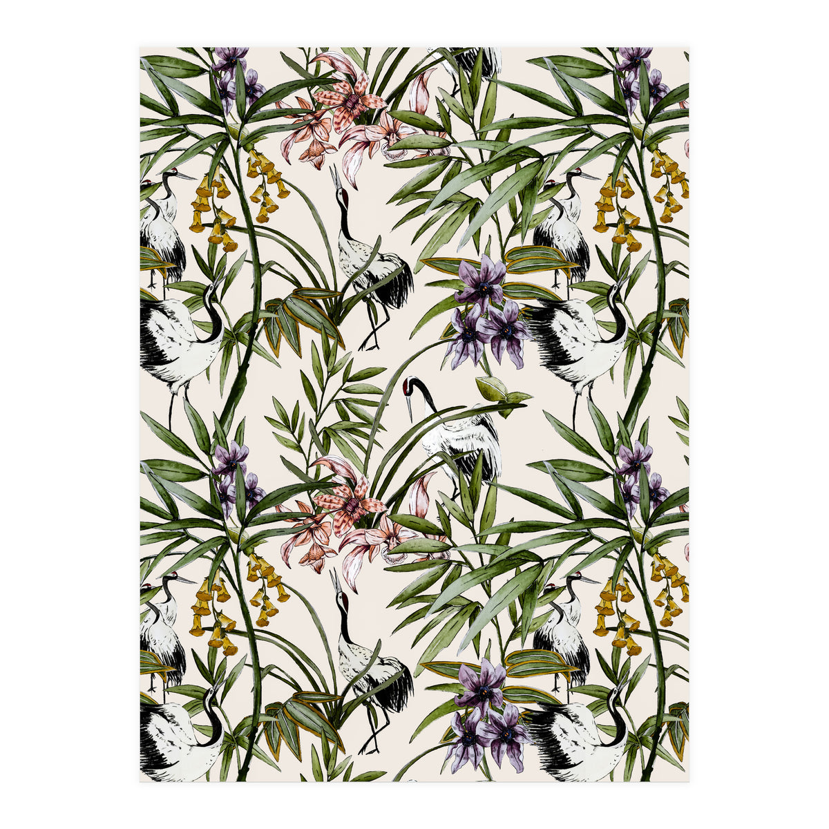 Asian crane pattern - 02 (Print Only)