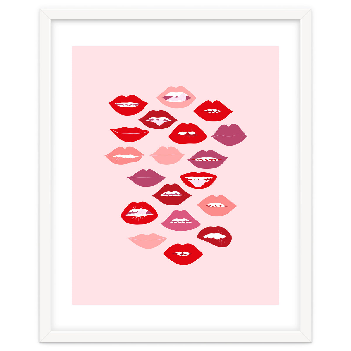 Lips Red with Pink Background