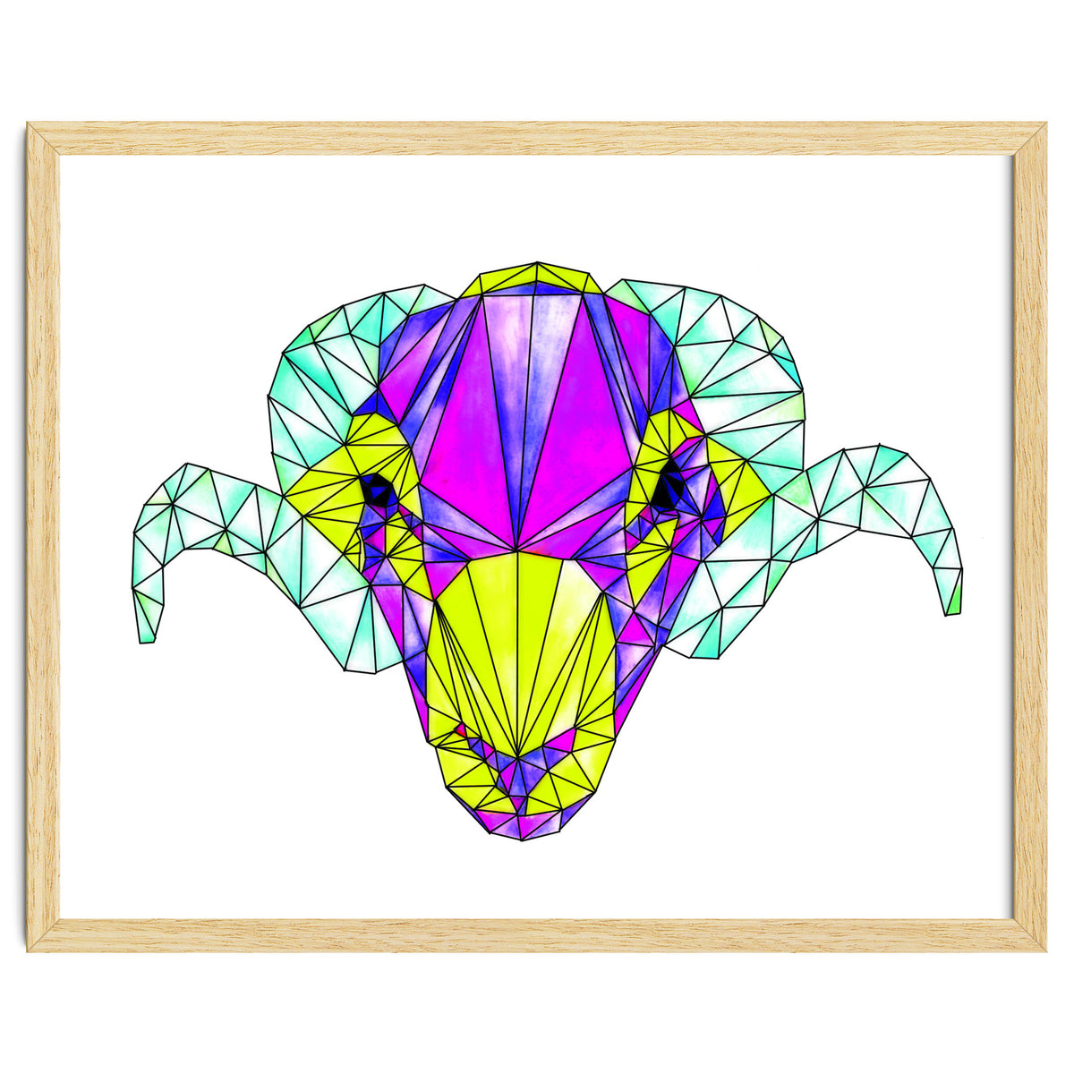 Colourful Geometric Swaledale Sheep Tup with Black Lines