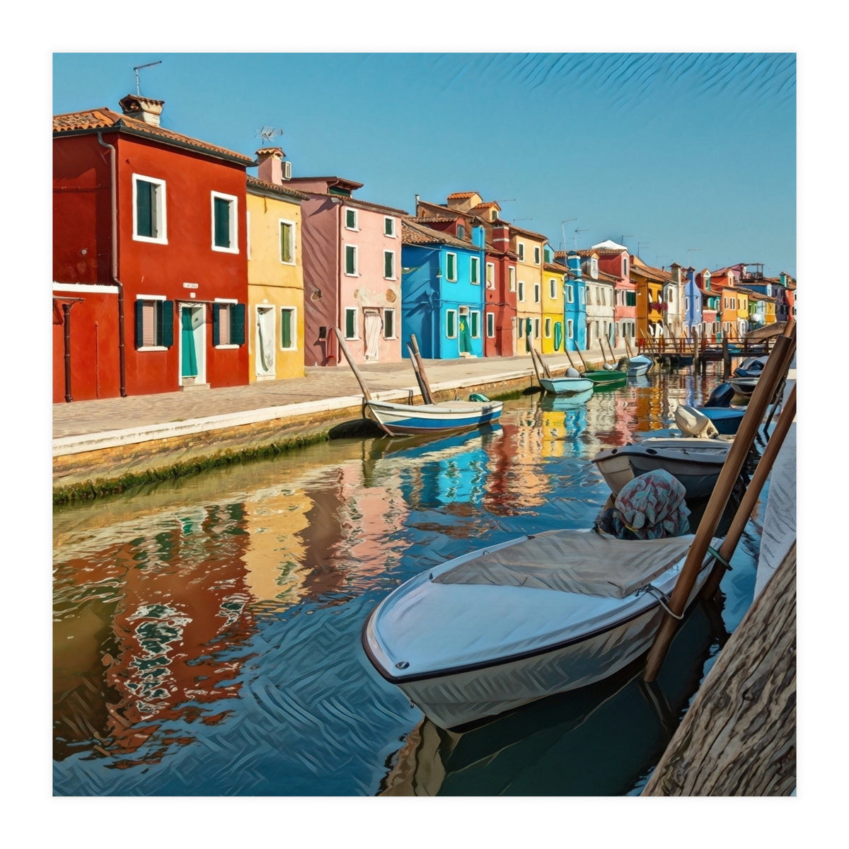 Boats In Venice Colorful Italy (Print Only)