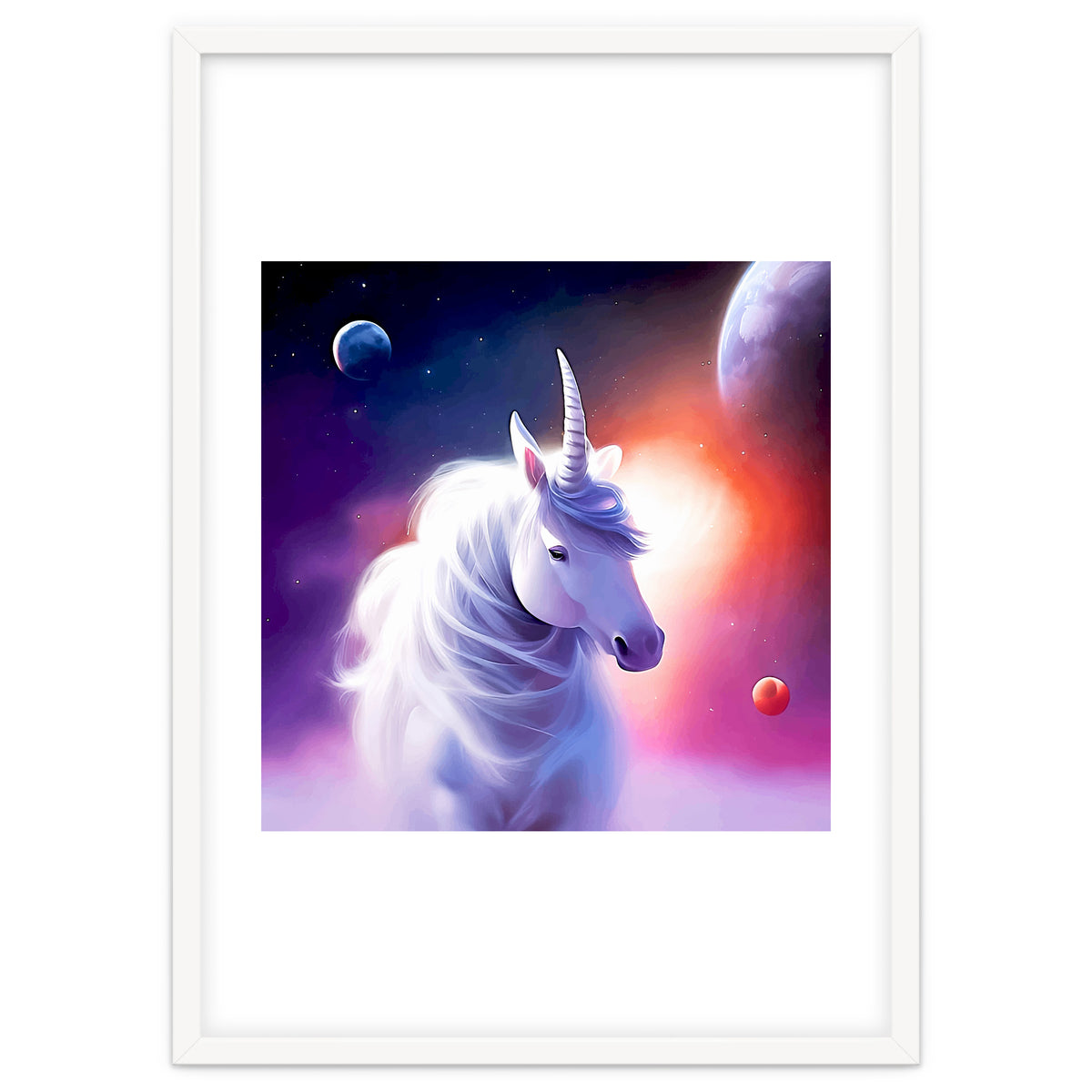 Space Unicorn, Fantasy Surrealism Sci-fi, Animals Horse Planets Digital, Moon Stars